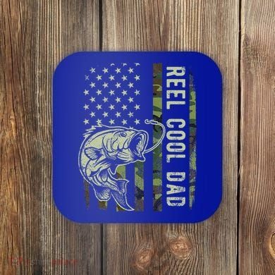 Reel Cool Dad Camouflage American Flag Coaster