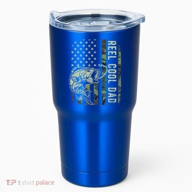Reel Cool Dad Camouflage American Flag Tumbler