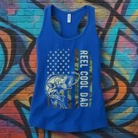 Reel Cool Dad Camouflage American Flag Women's Tank Top thumb 3