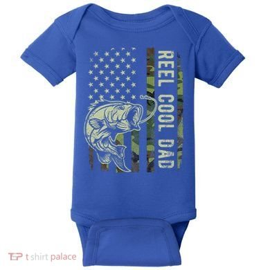 Reel Cool Dad Camouflage American Flag Baby Bodysuit