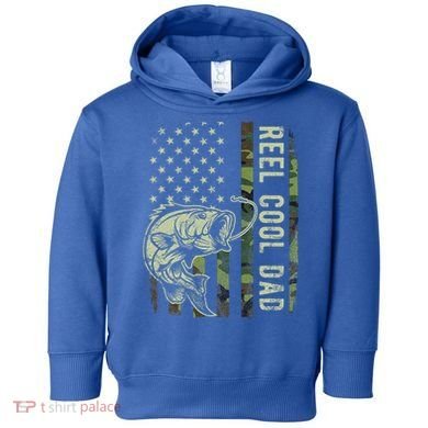 Reel Cool Dad Camouflage American Flag Toddler Hoodie