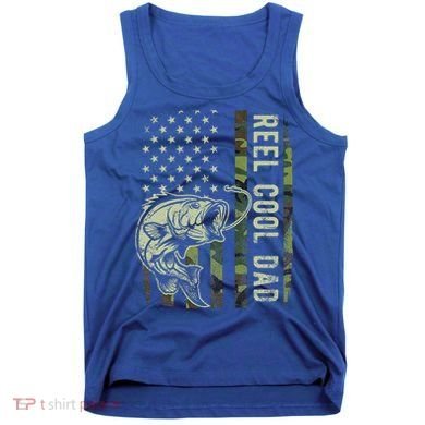 Reel Cool Dad Camouflage American Flag Tank Top