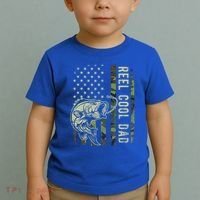 Reel Cool Dad Camouflage American Flag Toddler T-Shirt thumb 2
