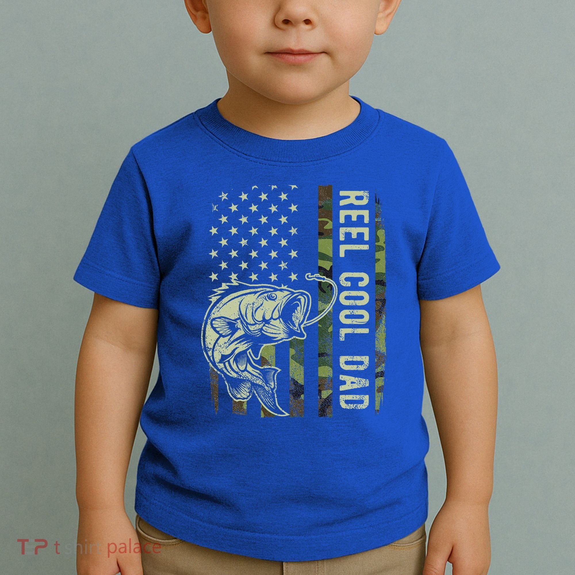 Reel Cool Dad Camouflage American Flag Toddler T-Shirt