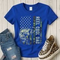 Reel Cool Dad Camouflage American Flag Women's T-Shirt thumb 3