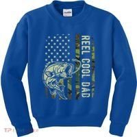 Reel Cool Dad Camouflage American Flag Kids Sweatshirt thumb 0