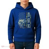 Reel Cool Dad Camouflage American Flag Kids Hoodie thumb 4