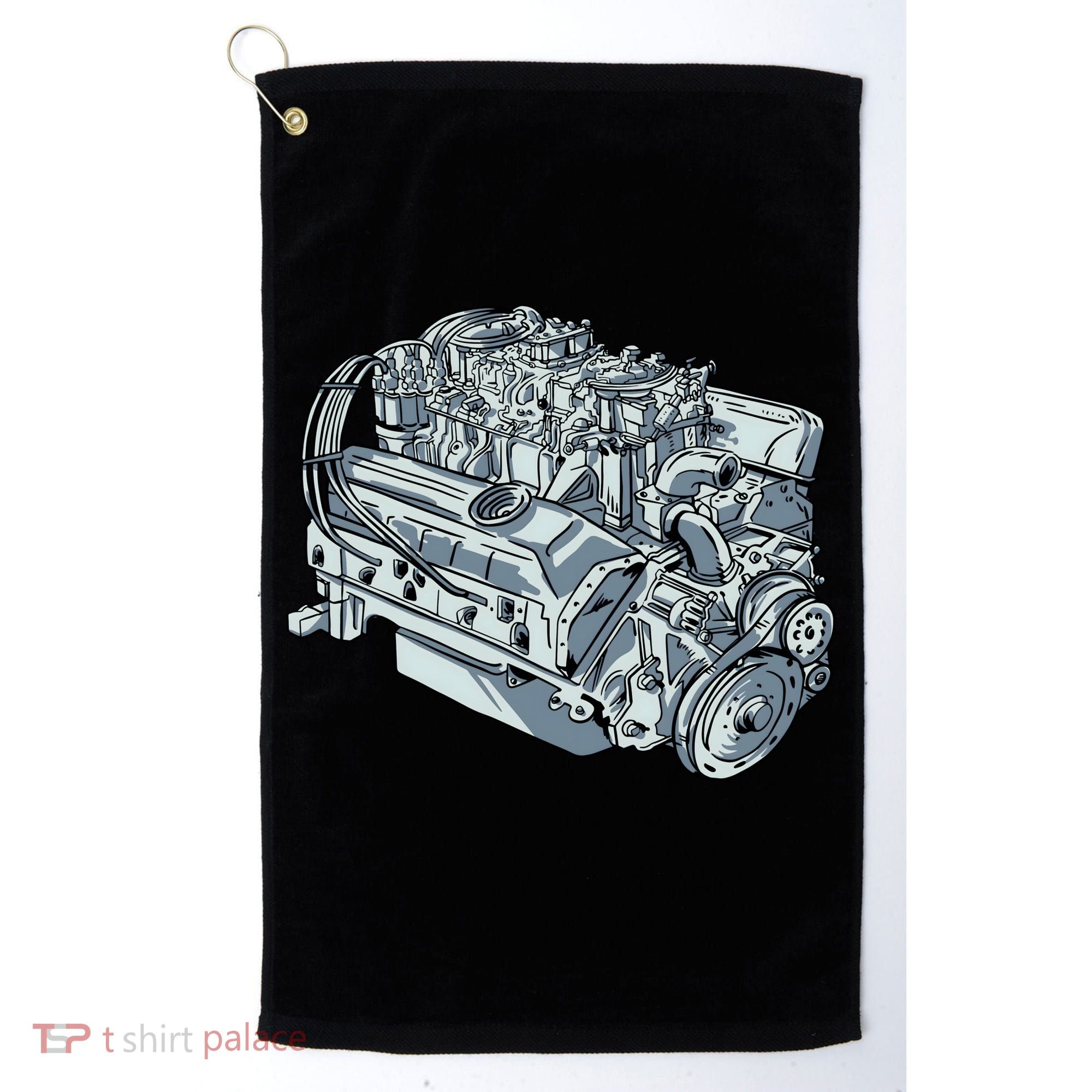 Realistic Car Engine Golf Towel