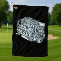 Realistic Car Engine Golf Towel thumb 1