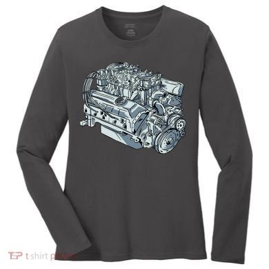 Realistic Car Engine Women's Long Sleeve Shirt