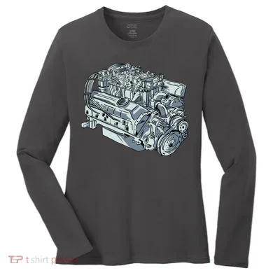 Realistic Car Engine Women's Long Sleeve Shirt