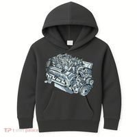 Realistic Car Engine Kids Hoodie thumb 0