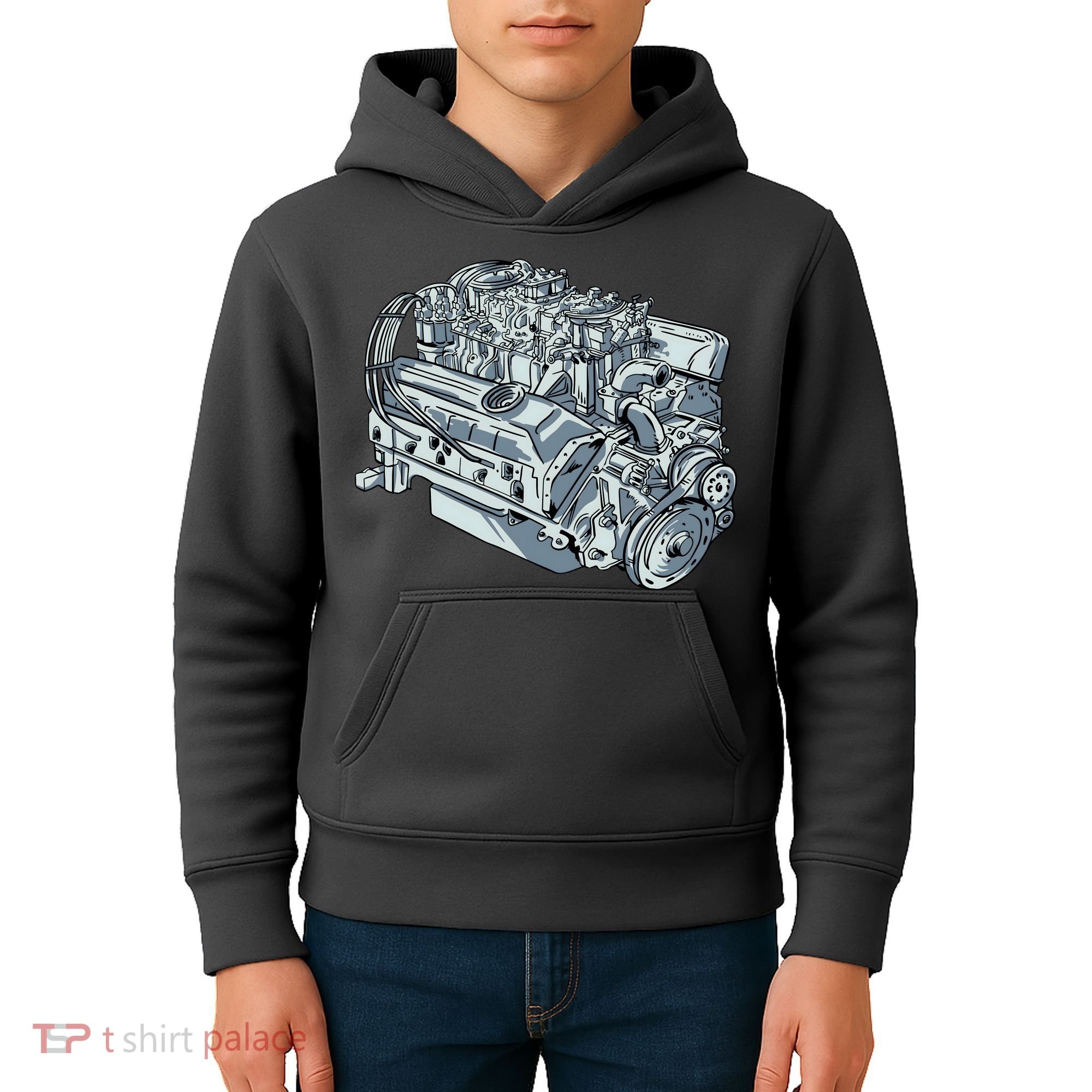 Realistic Car Engine Kids Hoodie
