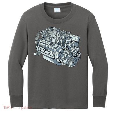 Realistic Car Engine Kids Long Sleeve Shirt