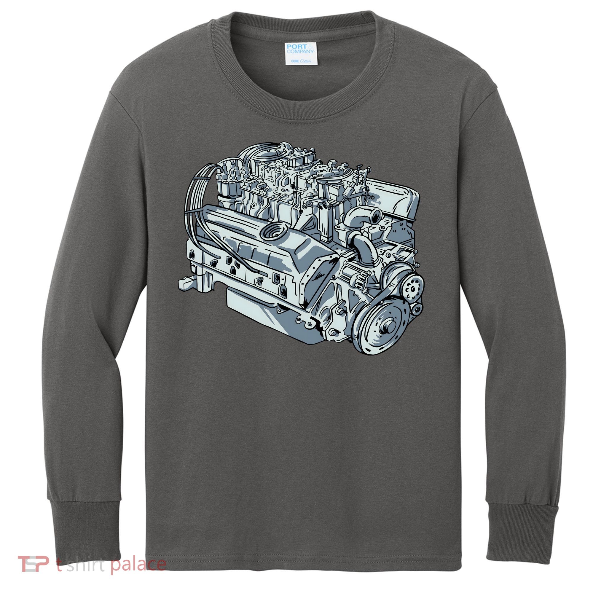 Realistic Car Engine Kids Long Sleeve Shirt