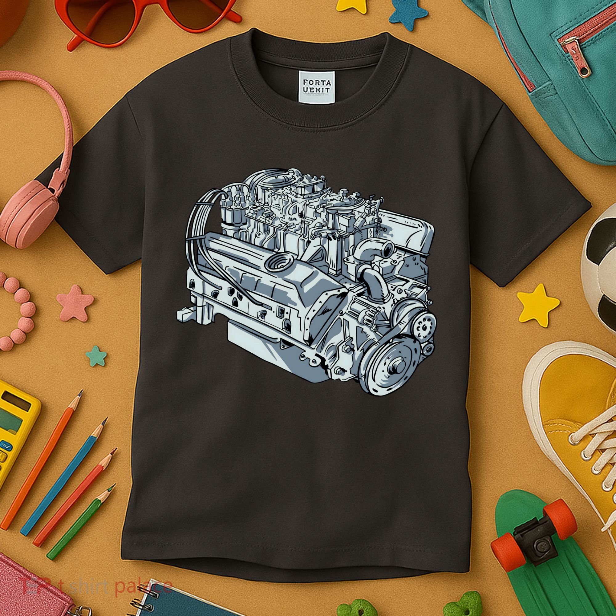 Realistic Car Engine Kids T-Shirt