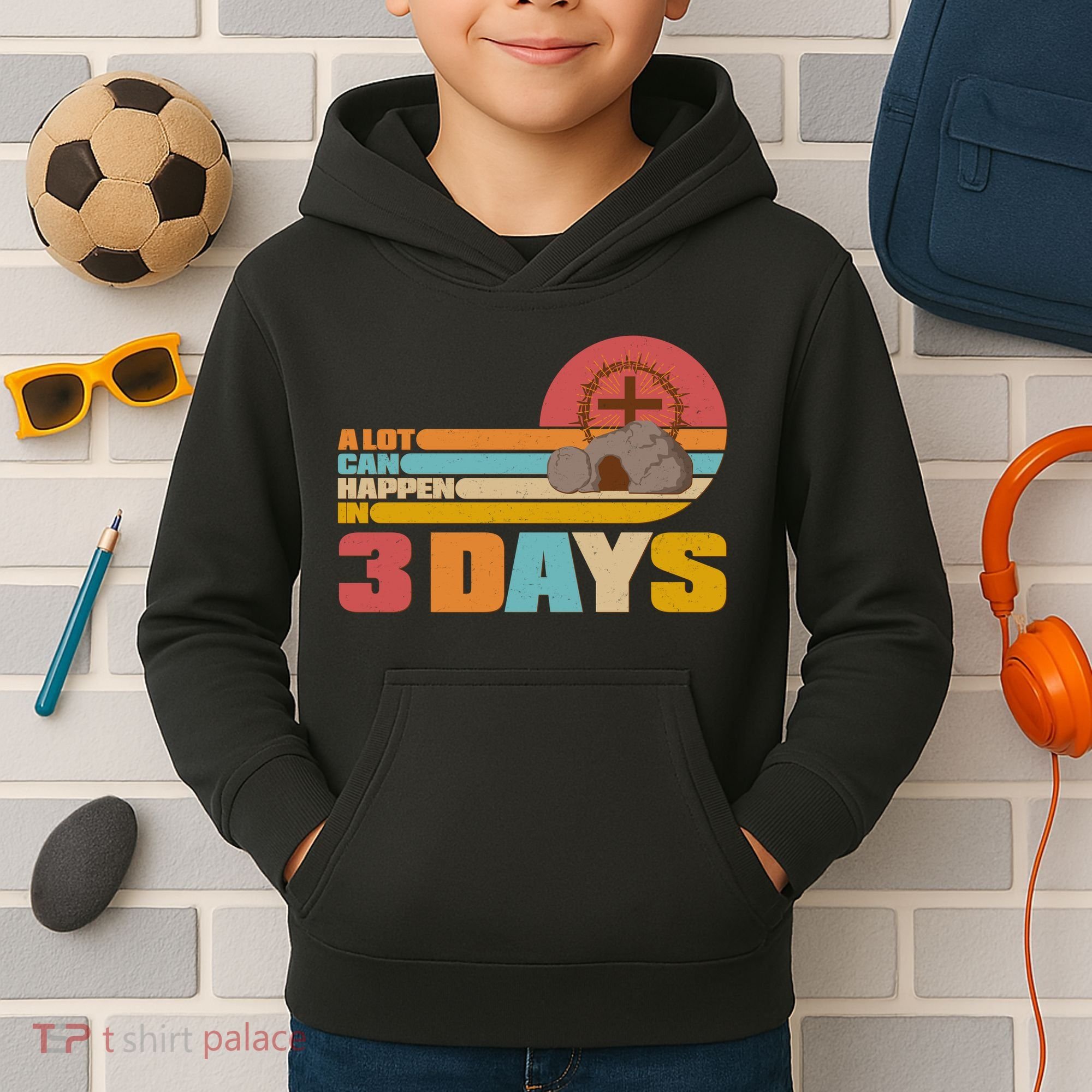 Retro Celebrate Easter A Lot Can Happen In 3 Days Kids Hoodie