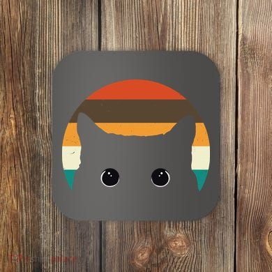Retro Cat Eyes Vintage Sunset Coaster