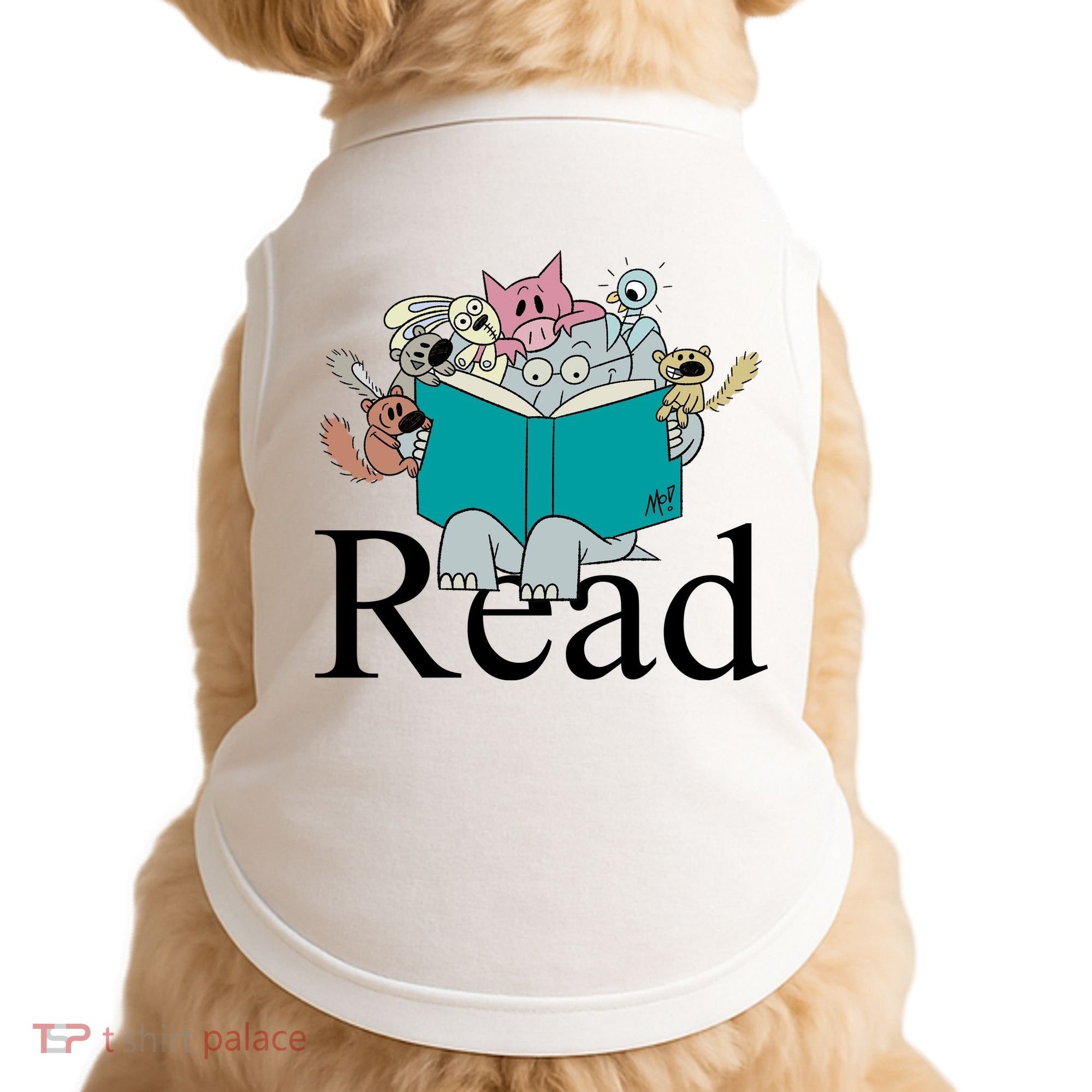 Read Cute Elephant Book Lover Gift Doggie Tank