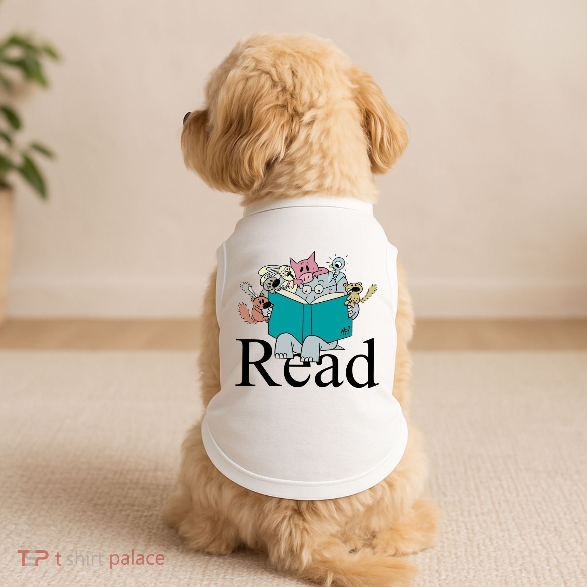 Read Cute Elephant Book Lover Gift Doggie Tank