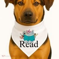 Read Cute Elephant Book Lover Gift USA-Made Doggie Bandana thumb 1