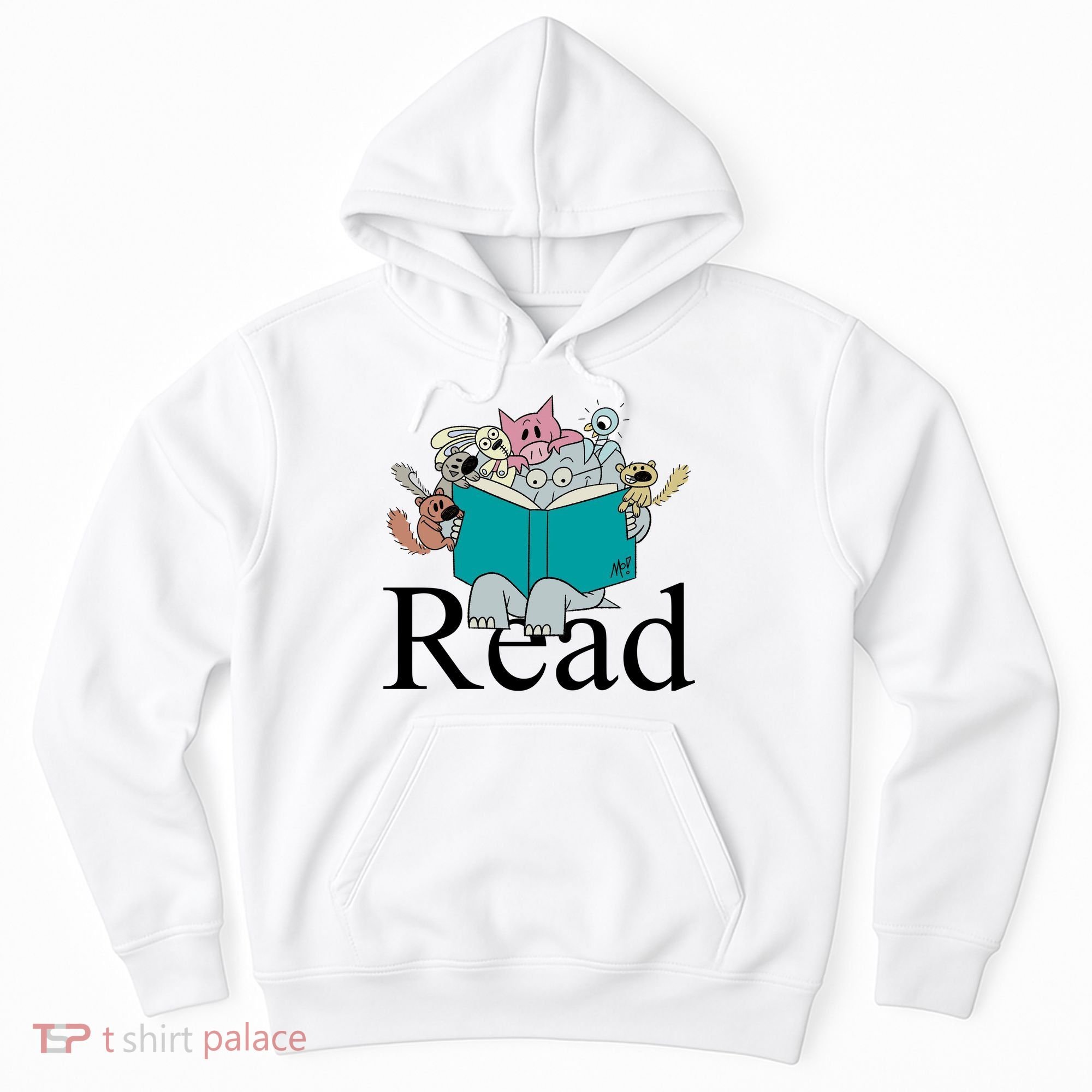 Read Cute Elephant Book Lover Gift Hoodie