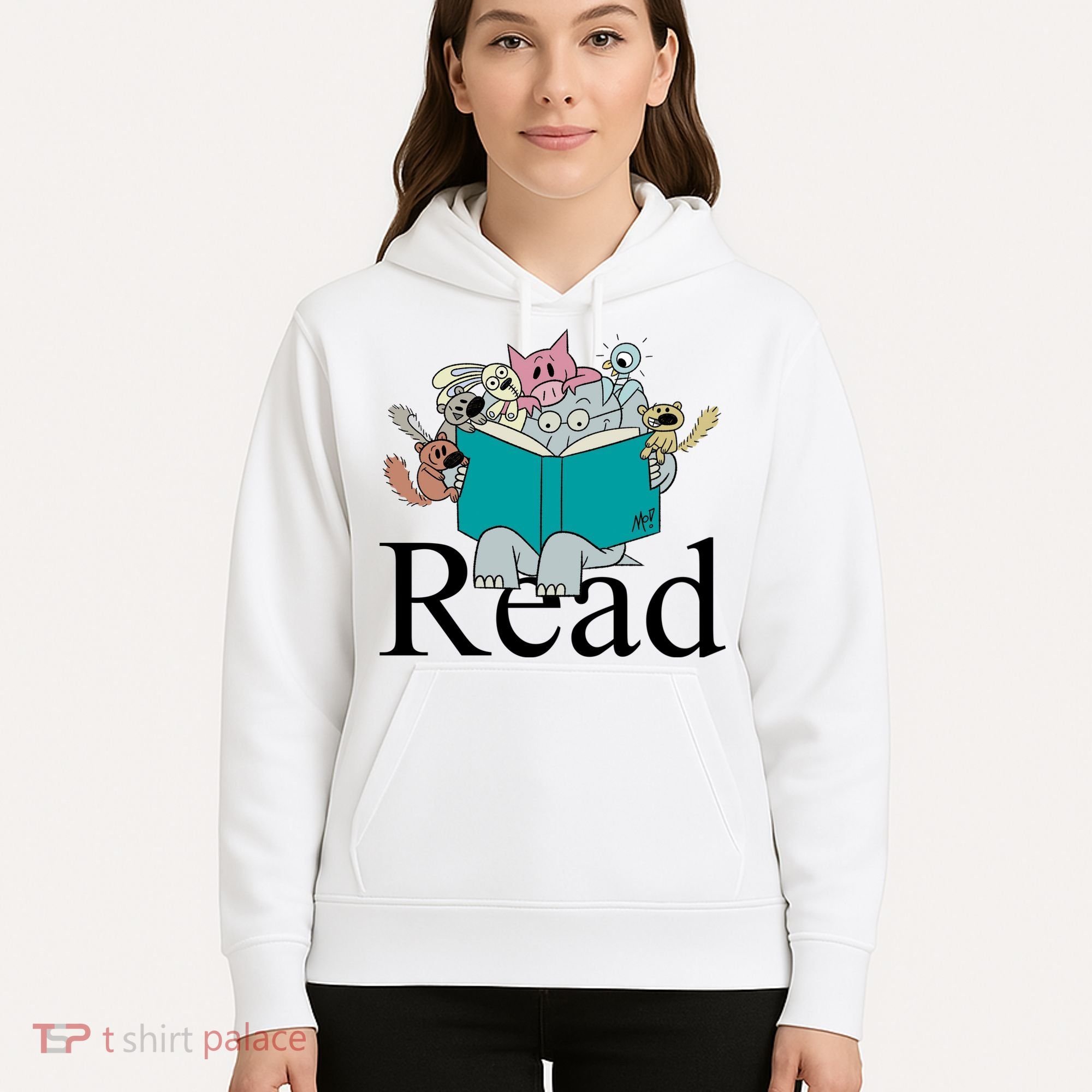 Read Cute Elephant Book Lover Gift Hoodie