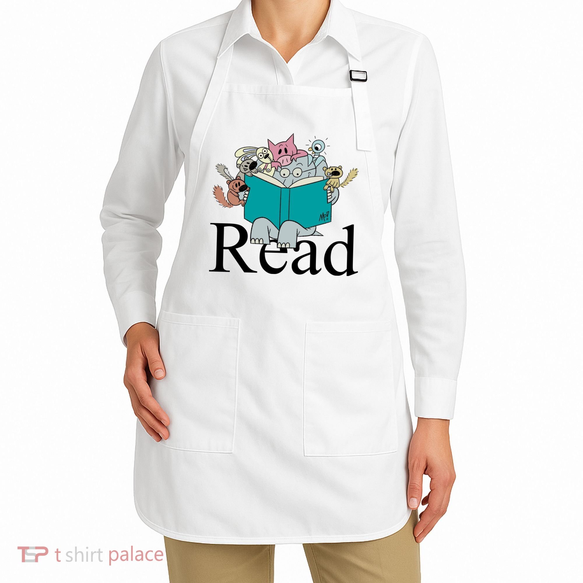 Read Cute Elephant Book Lover Gift Apron