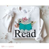 Read Cute Elephant Book Lover Gift Sweatshirt thumb 2