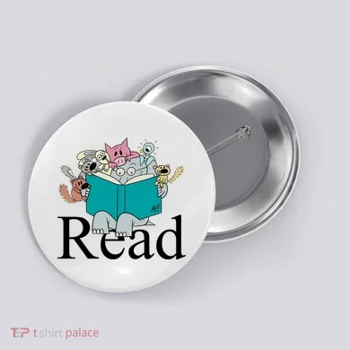 Read Cute Elephant Book Lover Gift Button