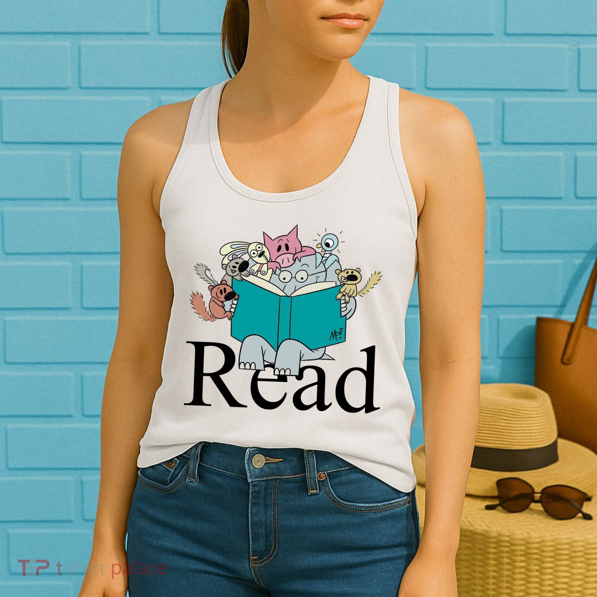 Read Cute Elephant Book Lover Gift Women's Tank Top
