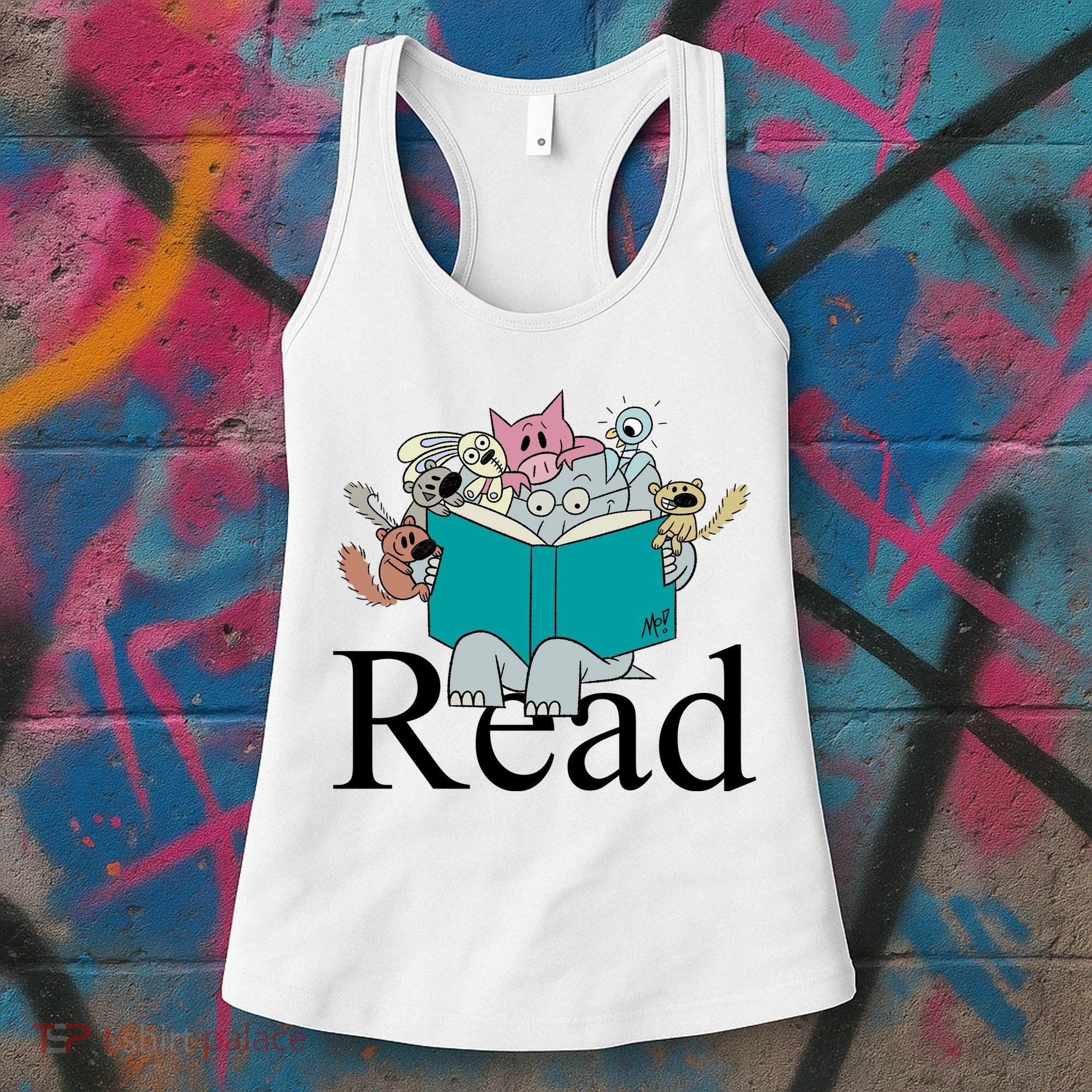 Read Cute Elephant Book Lover Gift Women's Tank Top