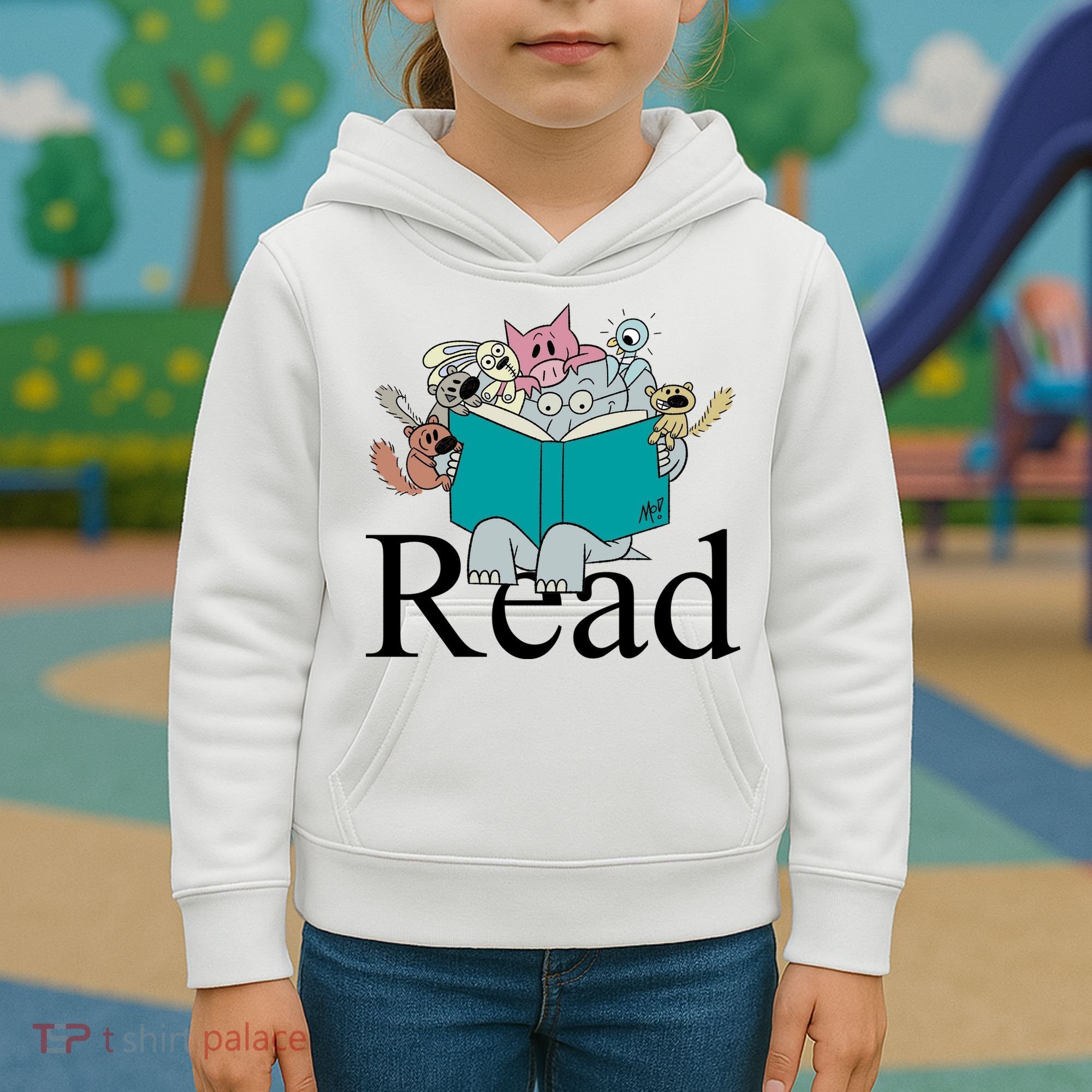 Read Cute Elephant Book Lover Gift Kids Hoodie
