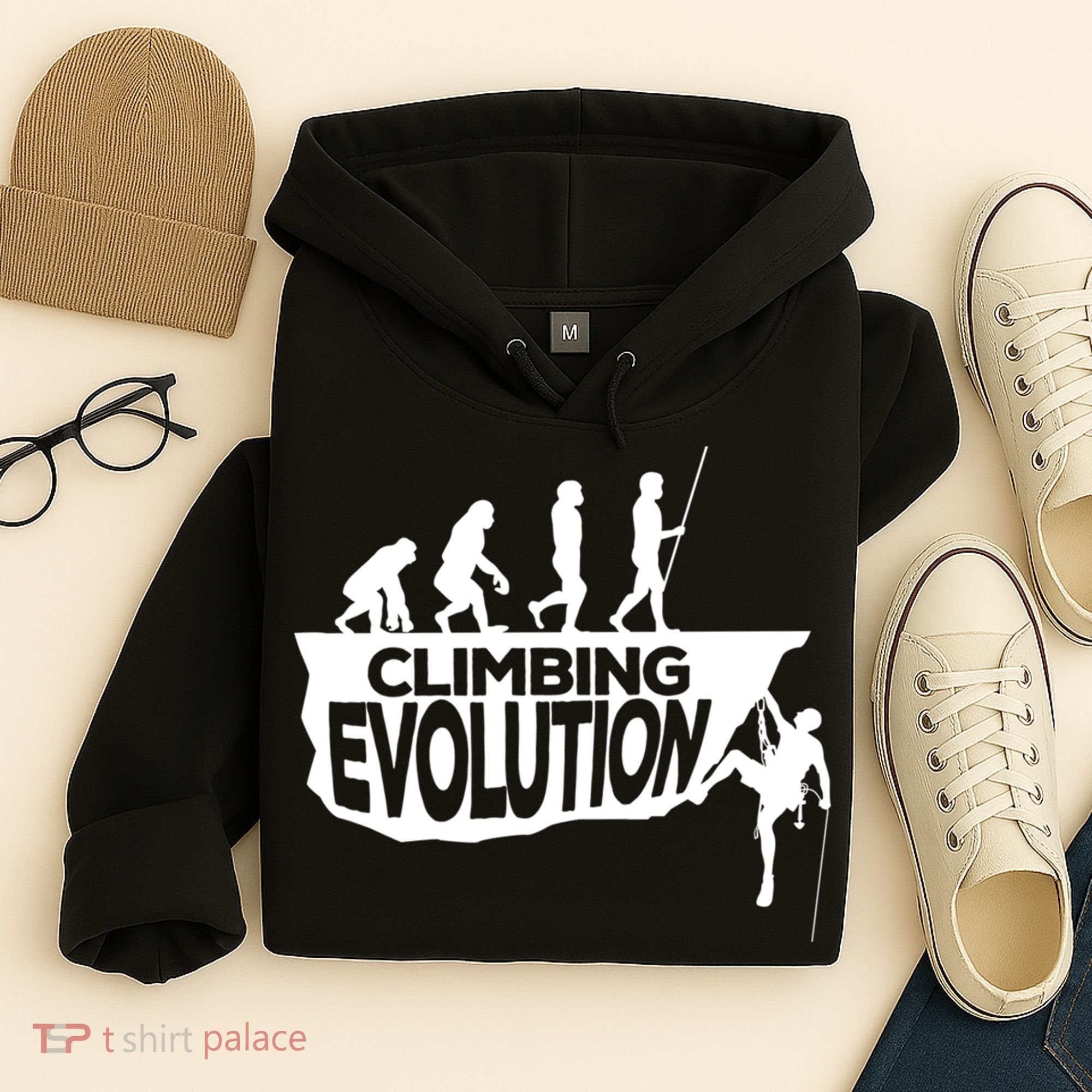 Rock Climbing Evolution Funny Climber Hiker Boulderer Cute Gift Hoodie
