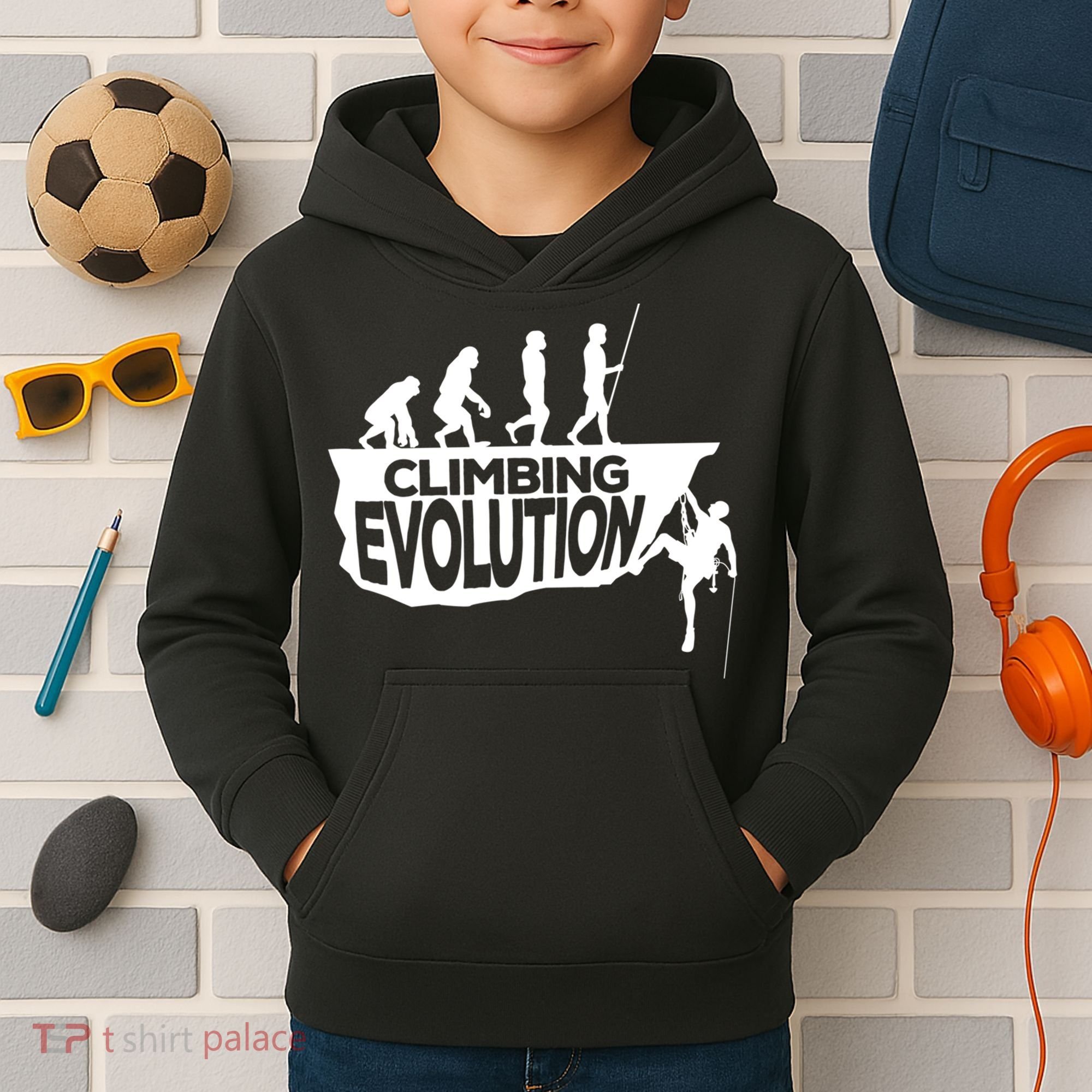 Rock Climbing Evolution Funny Climber Hiker Boulderer Cute Gift Kids Hoodie