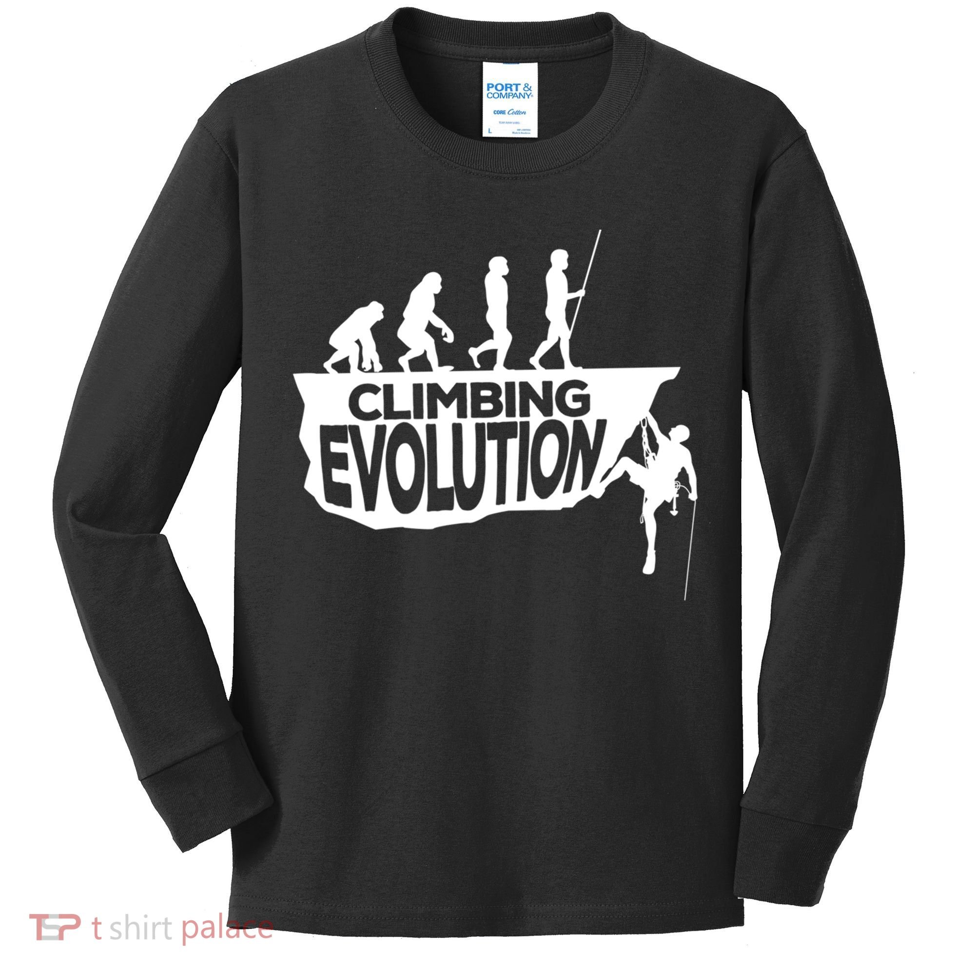 Rock Climbing Evolution Funny Climber Hiker Boulderer Cute Gift Kids Long Sleeve Shirt
