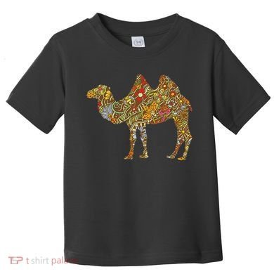 Retro Colorful Flowered Camel Animal Birthday Gift Toddler T-Shirt