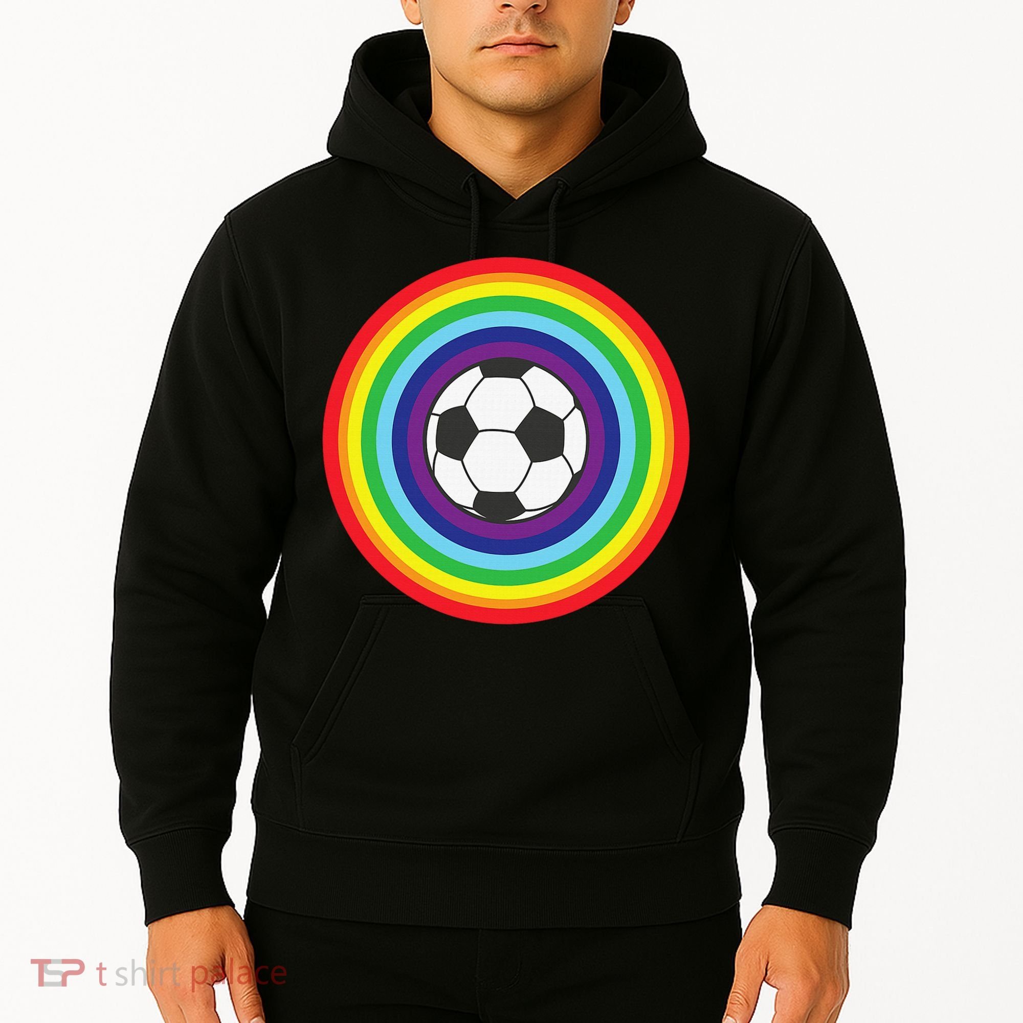 Rainbow Circle Football For Soccer Lover Best Sports Pride Hoodie