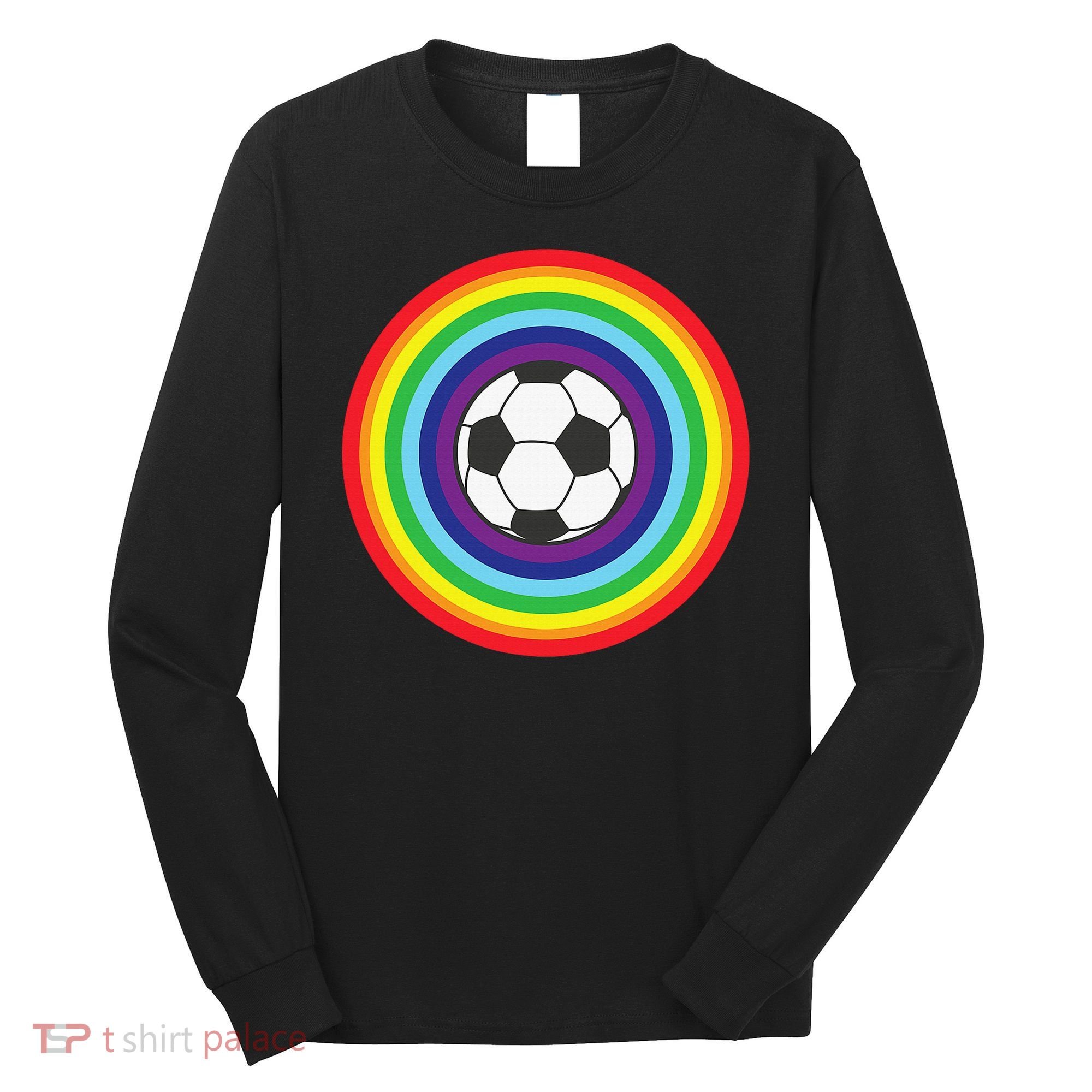 Rainbow Circle Football For Soccer Lover Best Sports Pride Long Sleeve Shirt