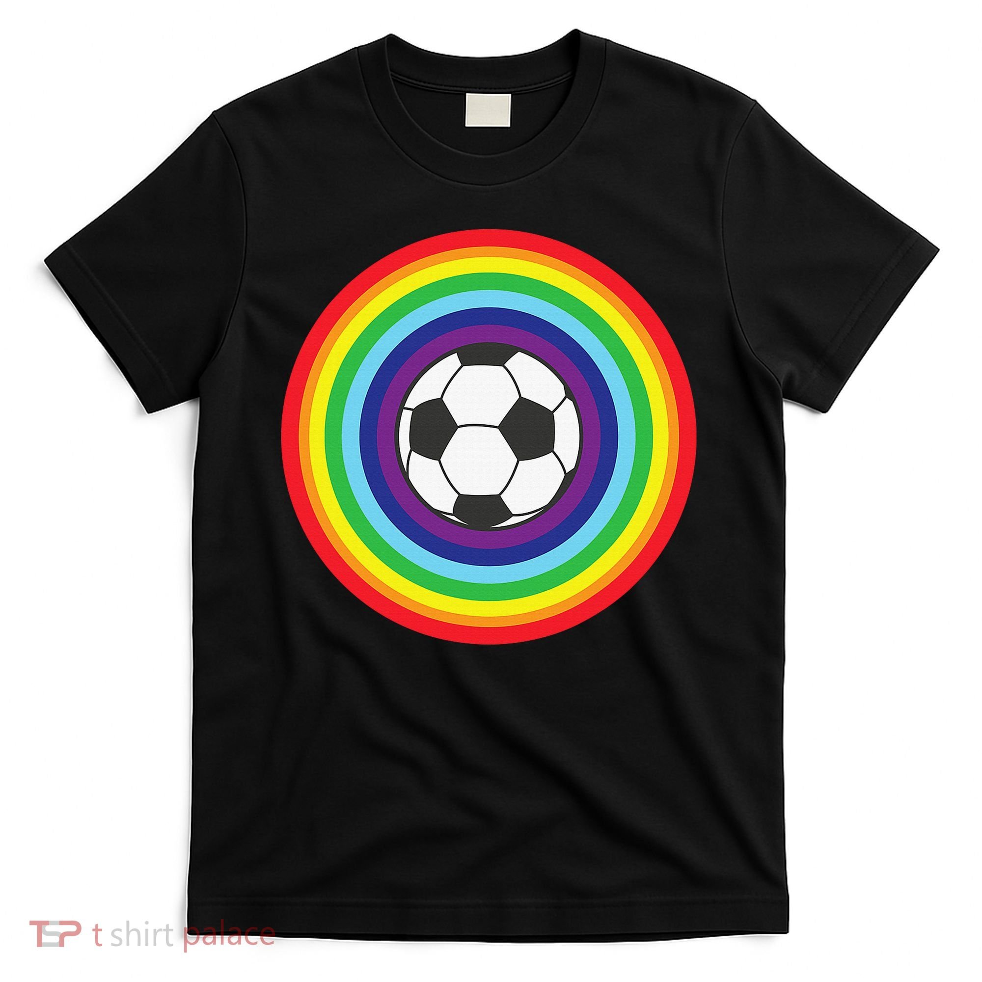 Rainbow Circle Football For Soccer Lover Best Sports Pride T-Shirt