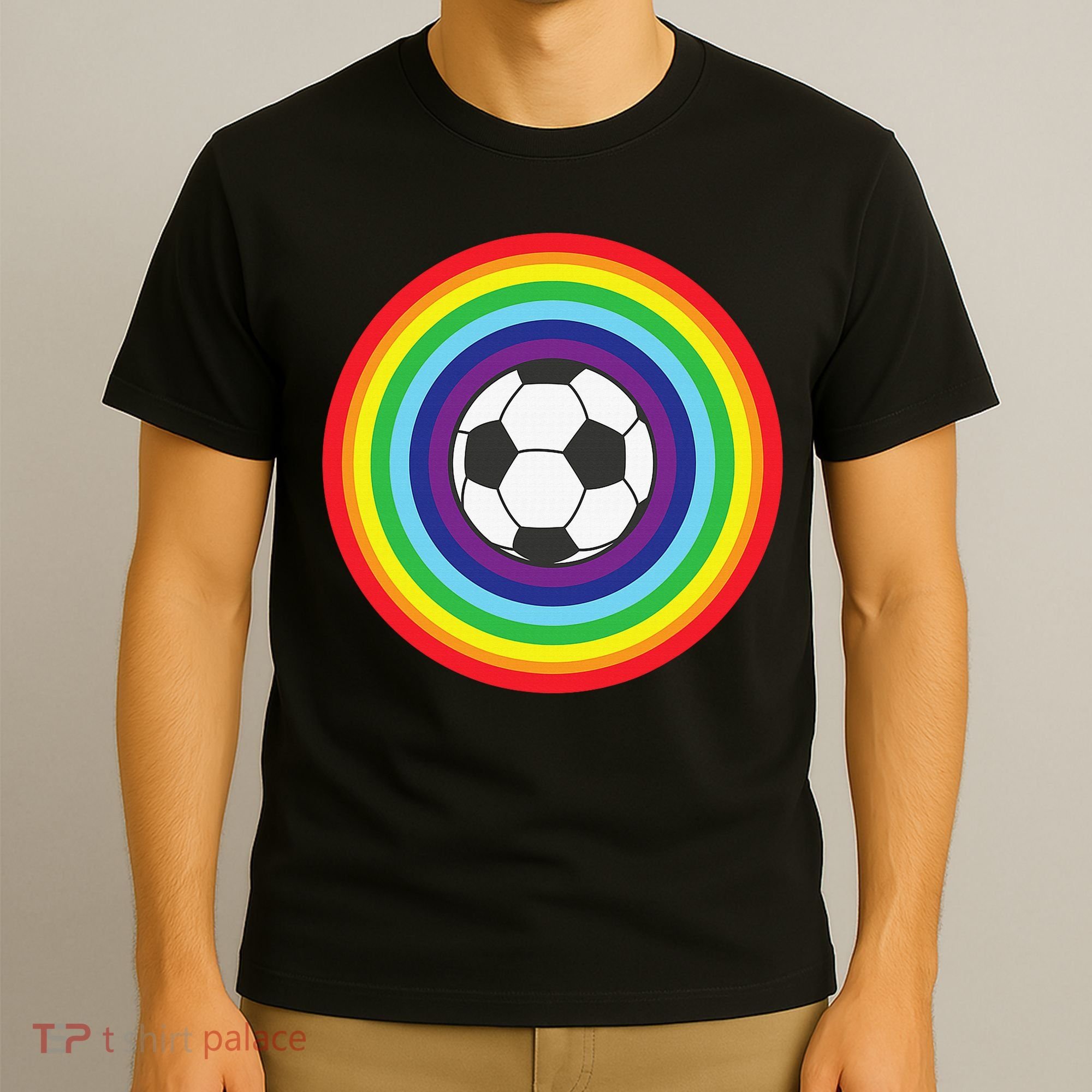 Rainbow Circle Football For Soccer Lover Best Sports Pride T-Shirt