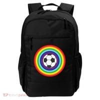 Rainbow Circle Football For Soccer Lover Best Sports Pride Backpack thumb 0