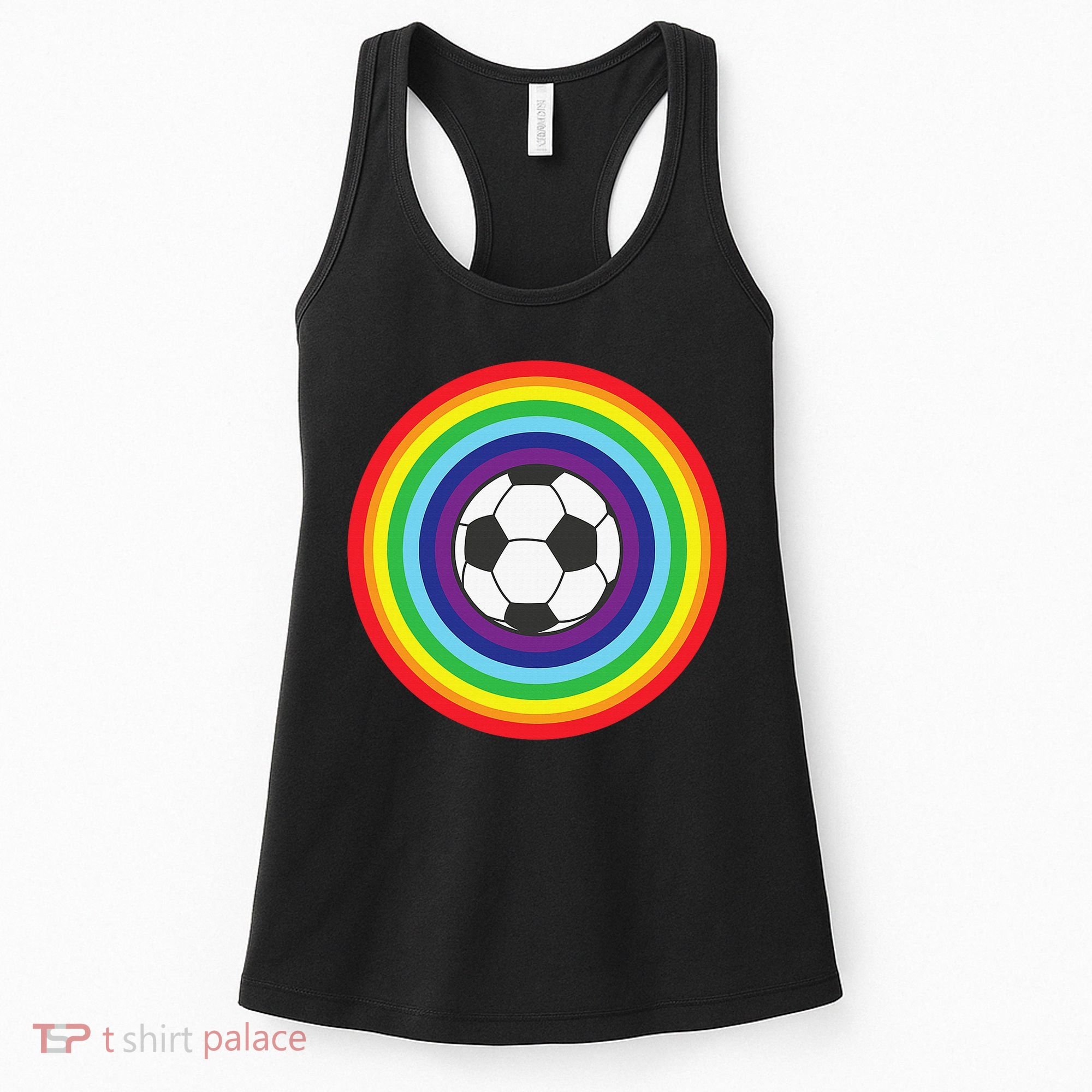 Rainbow Circle Football For Soccer Lover Best Sports Pride Women's Tank Top