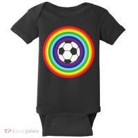 Rainbow Circle Football For Soccer Lover Best Sports Pride Baby Bodysuit thumb 0