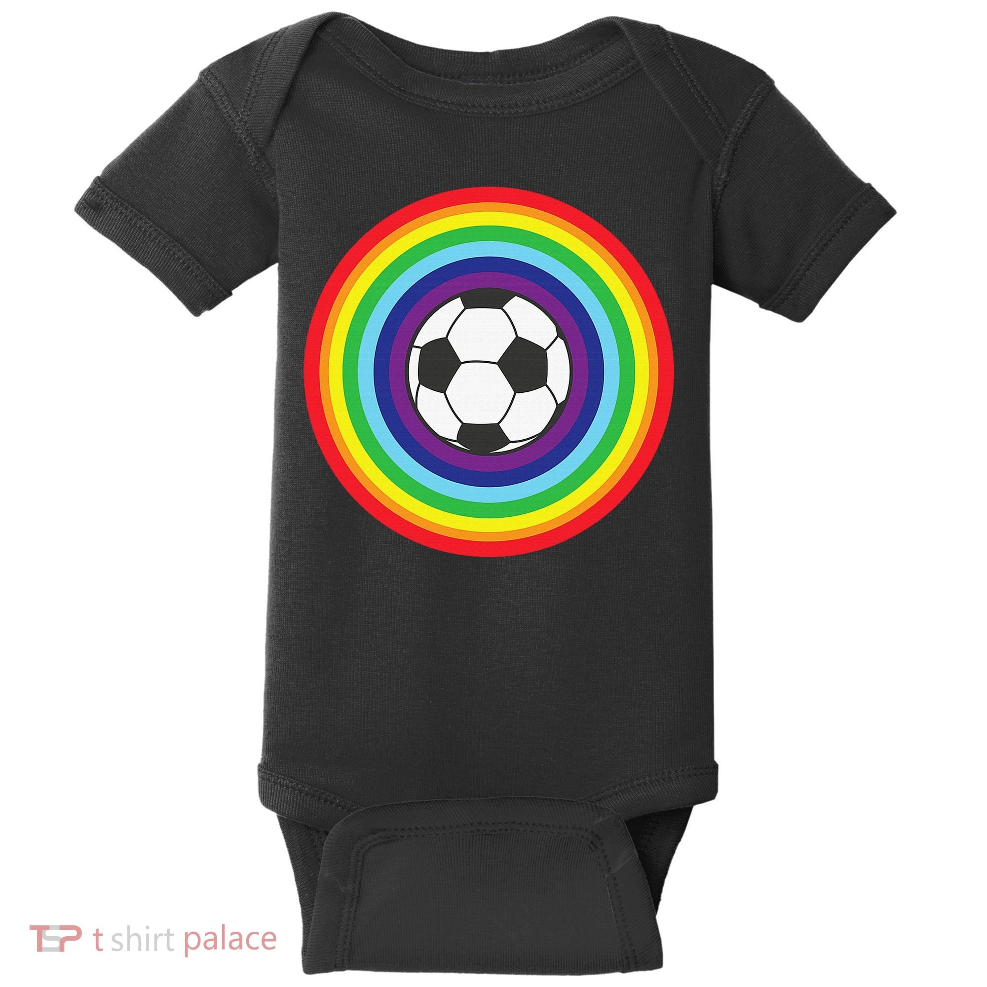 Rainbow Circle Football For Soccer Lover Best Sports Pride Baby Bodysuit