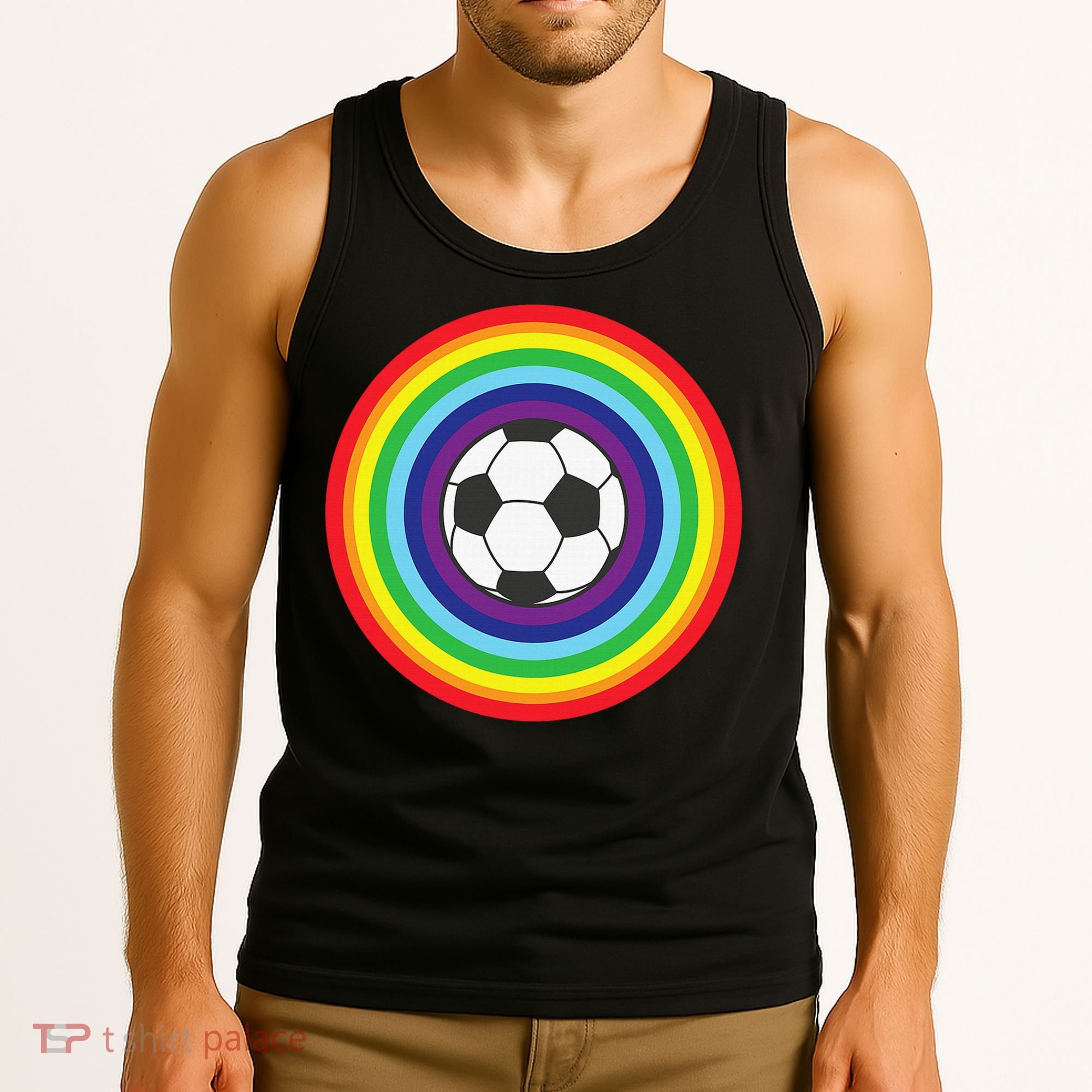 Rainbow Circle Football For Soccer Lover Best Sports Pride Tank Top