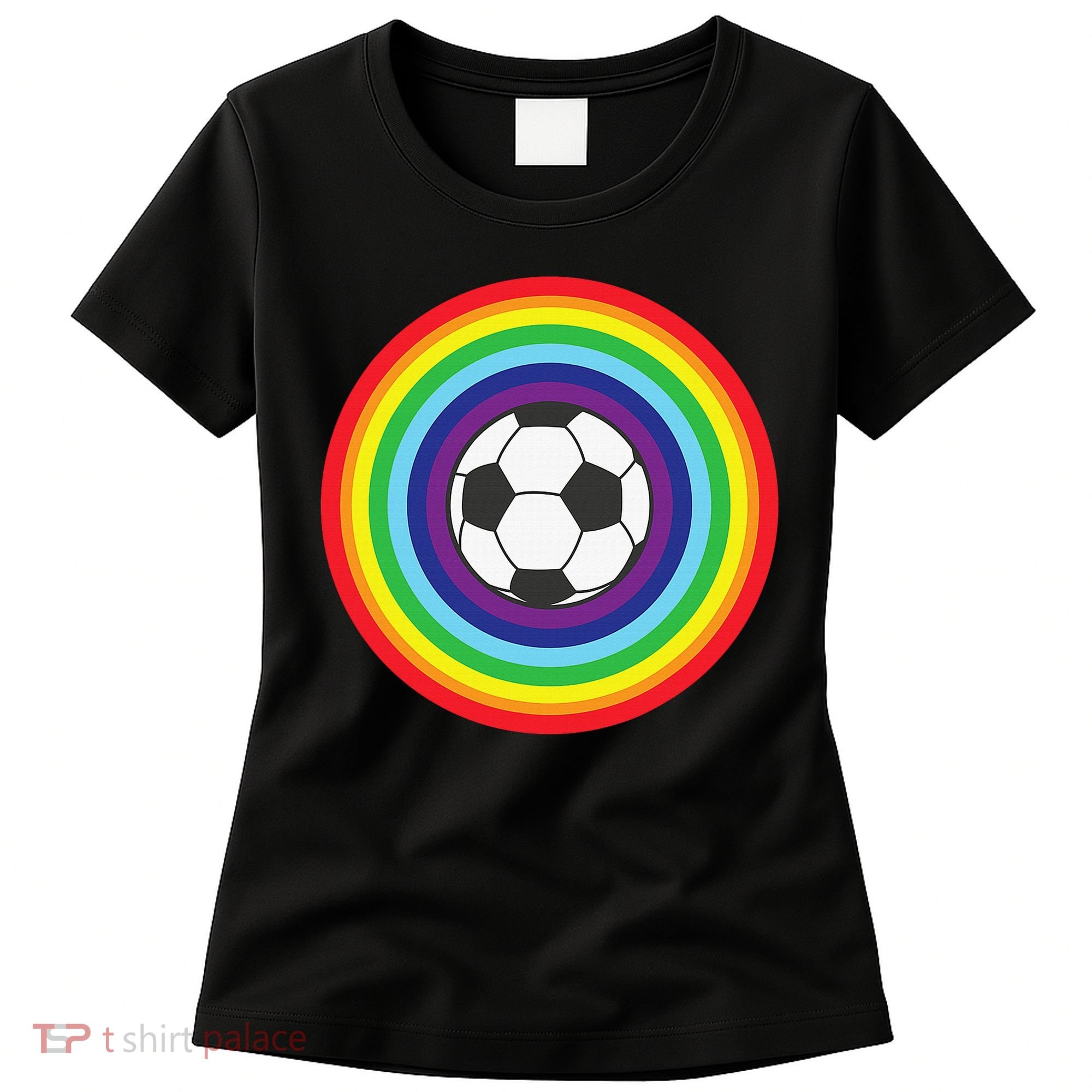 Rainbow Circle Football For Soccer Lover Best Sports Pride Women's T-Shirt