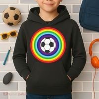 Rainbow Circle Football For Soccer Lover Best Sports Pride Kids Hoodie thumb 2