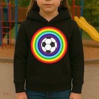 Rainbow Circle Football For Soccer Lover Best Sports Pride Kids Hoodie thumb 3
