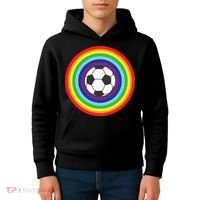 Rainbow Circle Football For Soccer Lover Best Sports Pride Kids Hoodie thumb 4